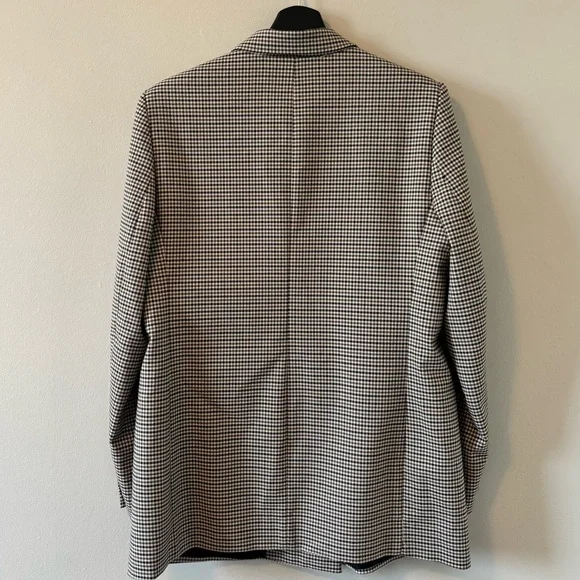 Zara Brown Houndstooth Double-Breasted Blazer L - Picture 4 of 4